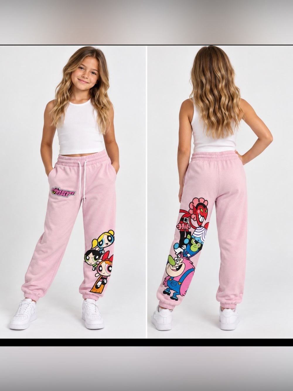 💗 The Powerpuff Girls Pink Graphic Jogger Sweatpants – Size Small